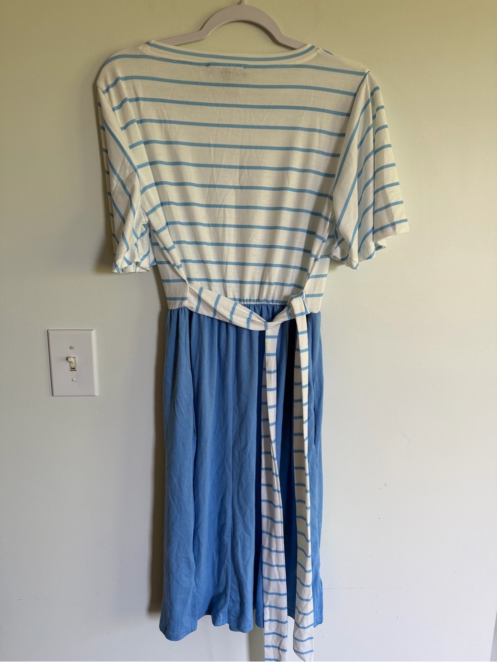 Merokeety Blue Stripe Midi Dress Casual Work Summer Basic Everyday Staple - Picture 4 of 4